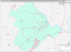 Lynchburg CityCounty, VA Wall Map Premium Style 2024